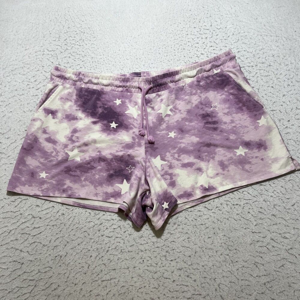 WildFox Women's XXL Starry Sweat Shorts 4" Inseam Loungewear Purple Drawstring